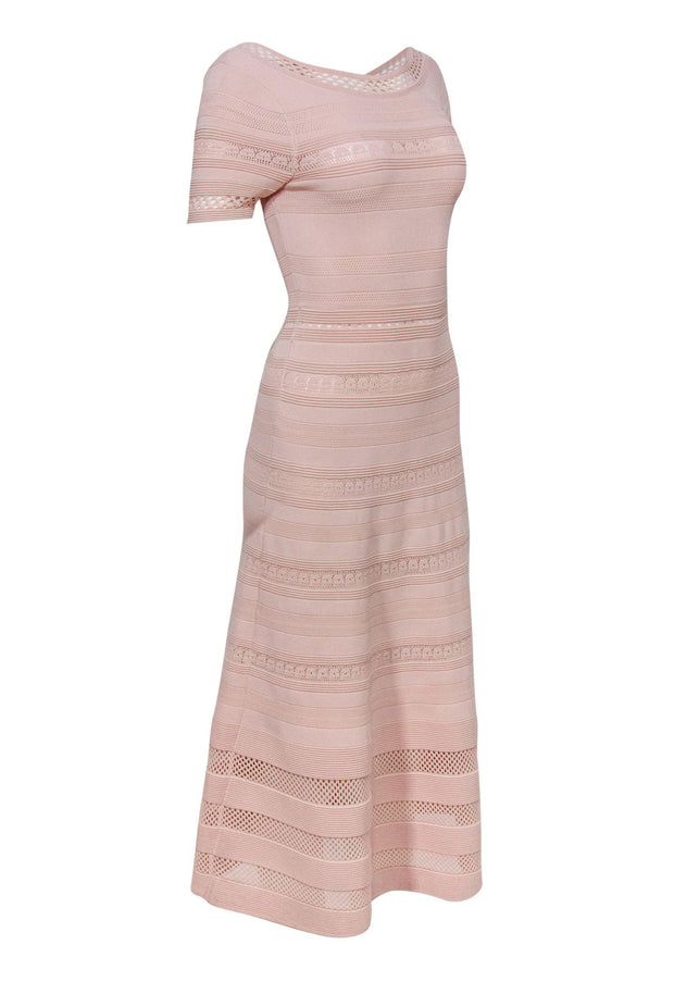 Current Boutique-Sandro - Light Pink Short Sleeve Knit A-Line Maxi Dress Sz 2