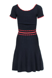 Current Boutique-Sandro - Navy A-Line Knit Dress w/ Red Trim Sz 4