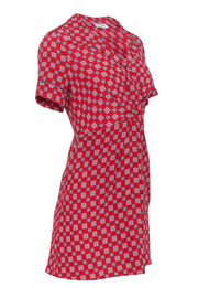 Current Boutique-Sandro - Red Patterned Silk Collar A-Line Dress Sz 4