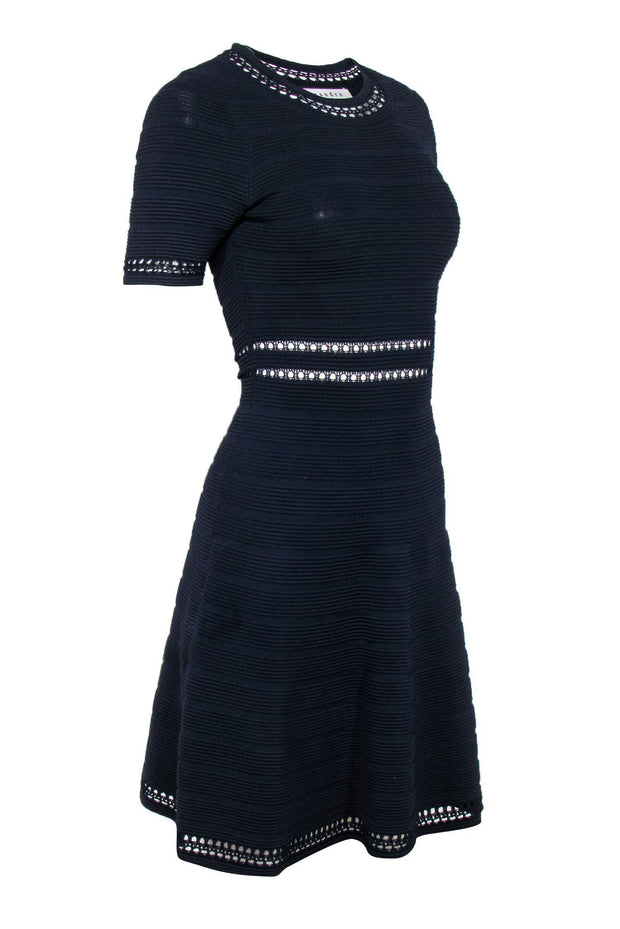 Current Boutique-Sandro - Textured Navy Knit A-Line Dress Sz M