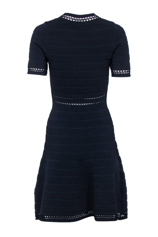 Current Boutique-Sandro - Textured Navy Knit A-Line Dress Sz M