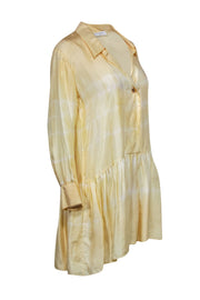 Current Boutique-Sandro - Yellow Silk Drop Waist Long Sleeve Dress Sz M