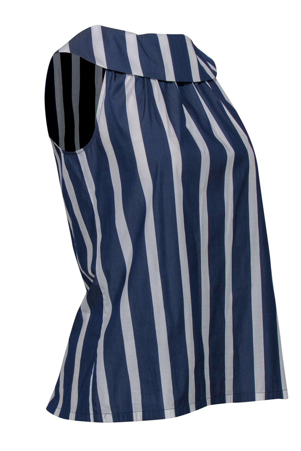 Current Boutique-Sara Campbell - Blue & White Striped Tank w/ Draped Neckline Sz XS