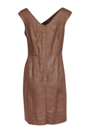 Current Boutique-Sara Campbell - Metallic Tan Woven Linen Sheath Dress Sz 10