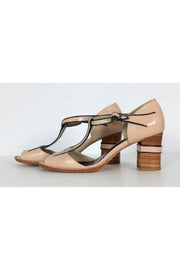 Current Boutique-Sarah Chofakian - Nude Pink T-Strap Heels Sz 7