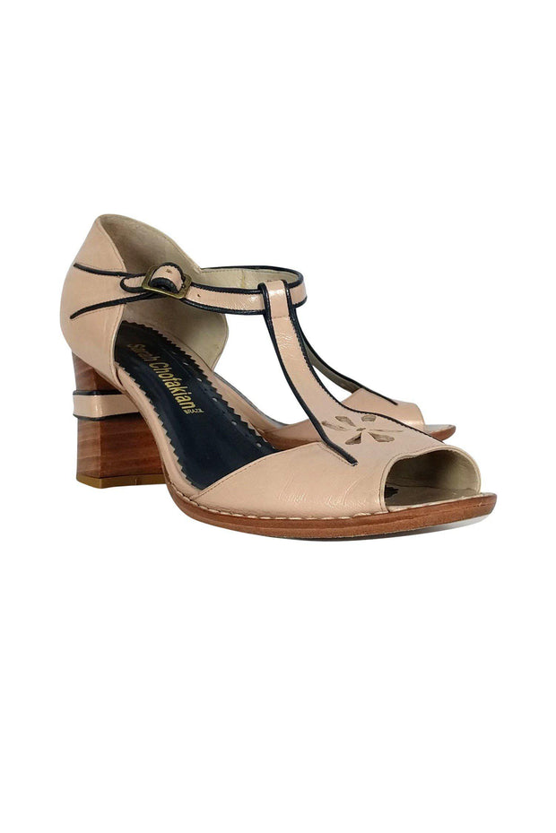 Current Boutique-Sarah Chofakian - Nude Pink T-Strap Heels Sz 7