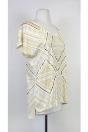 Current Boutique-Sass & Bide - Cream Beaded T-Shirt Sz S