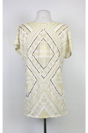 Current Boutique-Sass & Bide - Cream Beaded T-Shirt Sz S