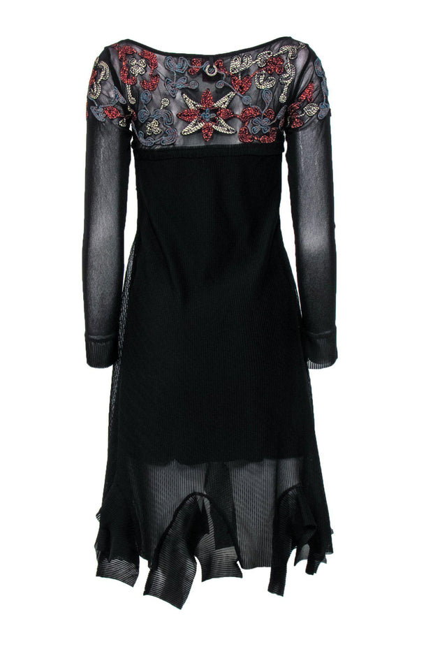 Current Boutique-Save the Queen - Black Empire-Waisted Pleated Dress w/ Embroidery Sz S