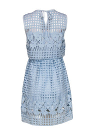 Current Boutique-Saylor - Baby Blue Laser Cut & Floral Lace Sleeveless Fit & Flare Dress Sz M