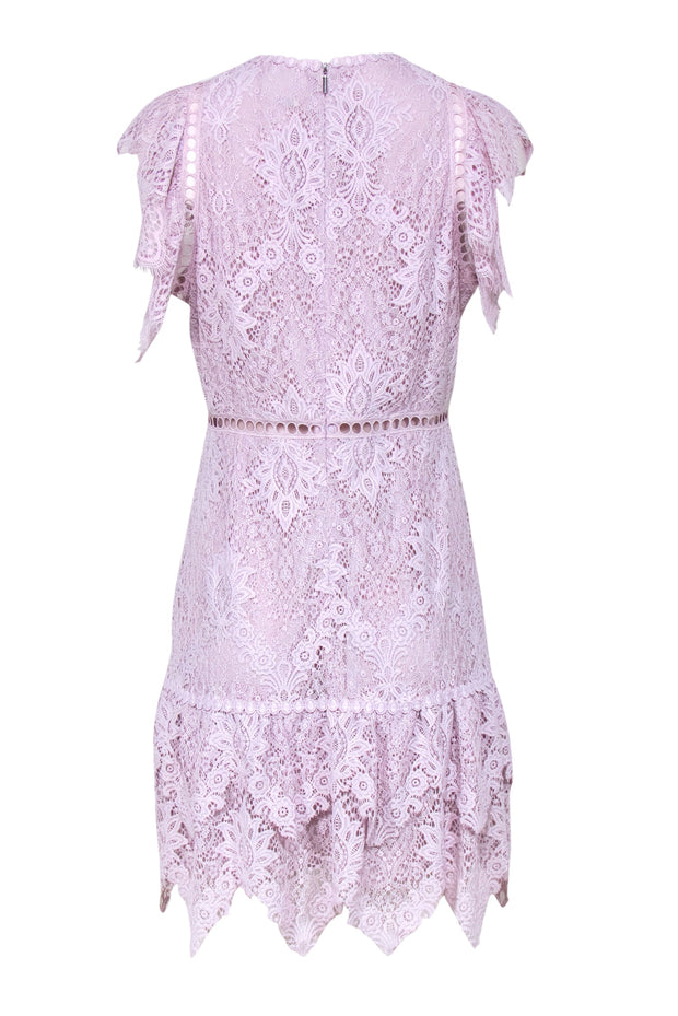 Current Boutique-Saylor - Lavender Lace Cap Sleeve Sheath Dress w/ Eyelet & Embroidered Trim Sz L