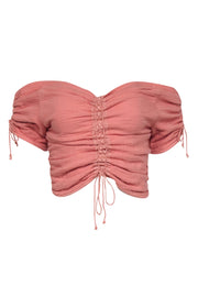 Current Boutique-Scandal - Pink Cropped Off-The Shoulder-Blouse w/ Cinched Center Sz S