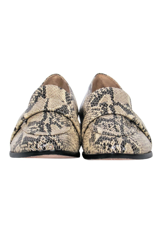 Current Boutique-Schutz - Beige & Black Leather Snakeskin Print Loafers Sz 7.5