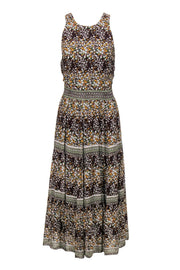 Current Boutique-Sea NY - Brown Floral Print Tiered Maxi Dress Sz 4