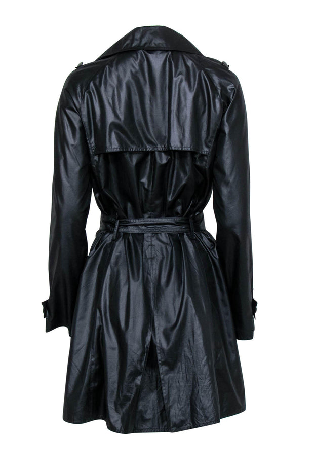 Current Boutique-See by Chloe - Black Button-Up Belted Longline Trench Coat Sz 4