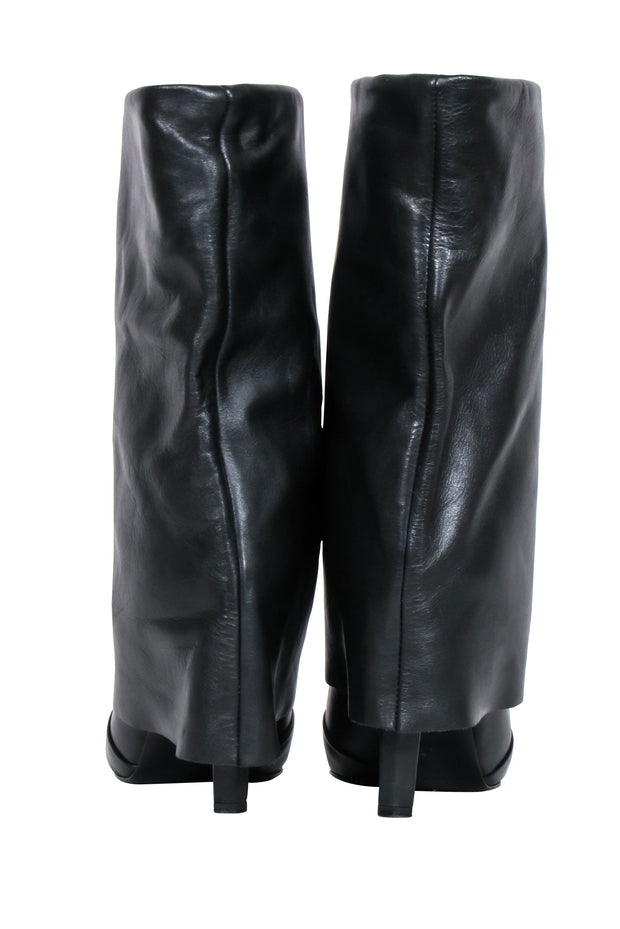 Current Boutique-See by Chloe – Black Leather Fold Over Boots Sz 8.5