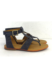 Current Boutique-See by Chloe - Blue Denim Flat Leather Sandals Sz 6