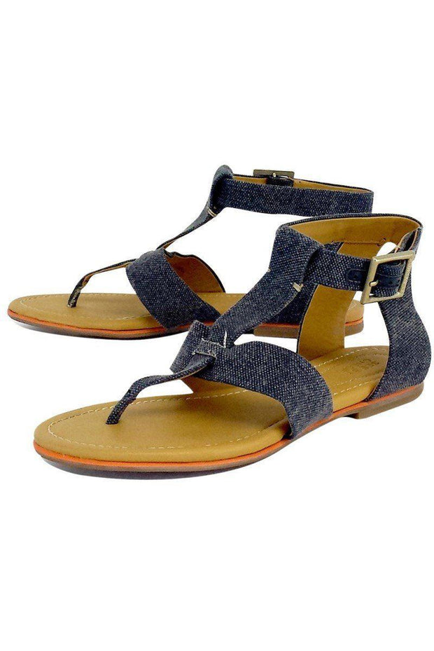 Current Boutique-See by Chloe - Blue Denim Flat Leather Sandals Sz 6