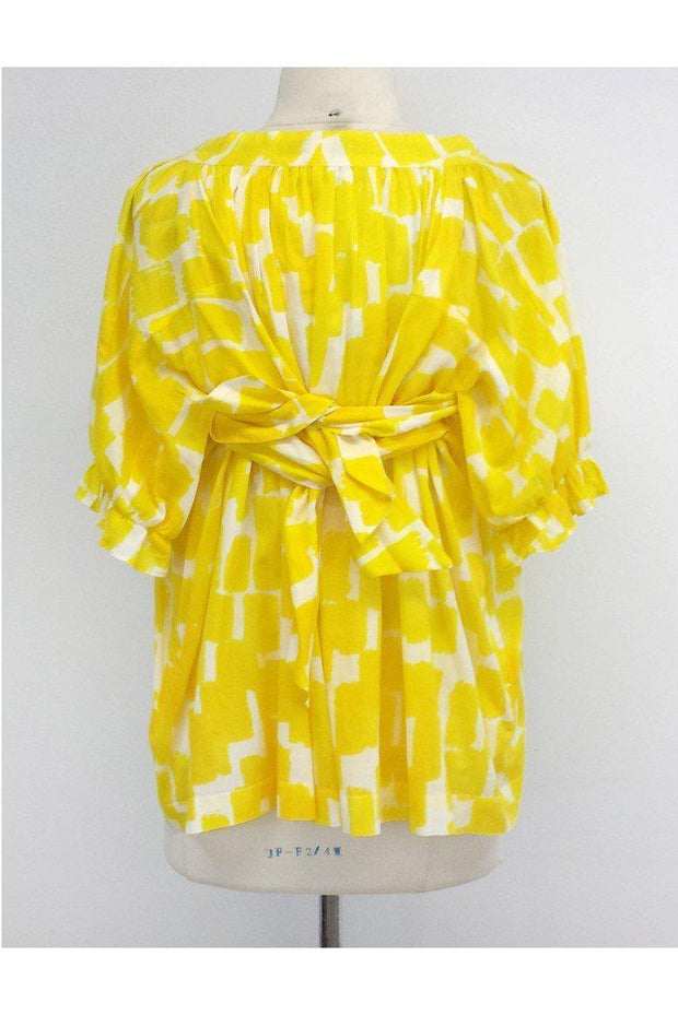 Current Boutique-See by Chloe - Yellow & White Print Cotton Top Sz 4