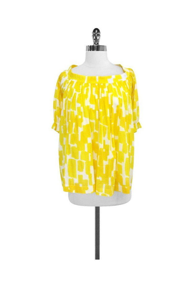 Current Boutique-See by Chloe - Yellow & White Print Cotton Top Sz 4