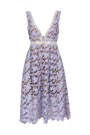 Current Boutique-Self-Portrait - Lilac Floral Lace Sleeveless A-Line Dress w/ Nude Underlay Sz XS