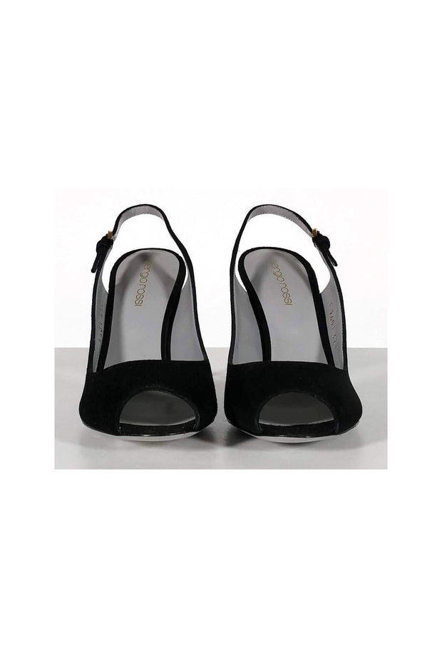 Current Boutique-Sergio Rossi - Black Suede Slingback Pumps Sz 7.5