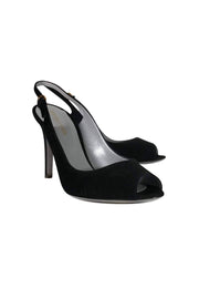 Current Boutique-Sergio Rossi - Black Suede Slingback Pumps Sz 7.5