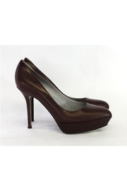 Current Boutique-Sergio Rossi - Brown Leather Pointed Toe Platform Pumps Sz 7.5