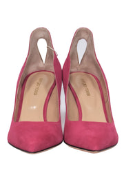 Current Boutique-Sergio Rossi - Raspberry Pink Suede "Scarpe Donna" Pumps w/ Back Cutouts Sz 10