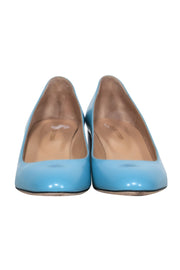 Current Boutique-Sergio Rossi - Robin Egg Blue Patent Leather Block Heel Pumps Sz 8.5