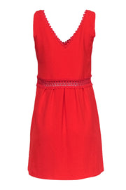 Current Boutique-Sezane - Red V-Neck Dress w/ Lace Trim Sz 4