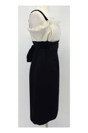 Current Boutique-Shani - Black & Ivory Cocktail Dress w/ Beaded Waist Sz 6