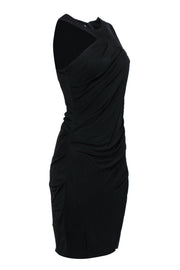 Current Boutique-Shoshanna - Black Asymmetric Pleated Midi Shift Dress Sz 8