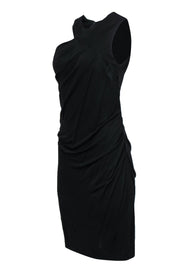 Current Boutique-Shoshanna - Black Asymmetric Pleated Midi Shift Dress Sz 8