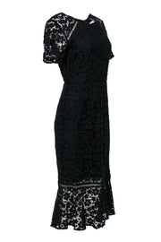 Current Boutique-Shoshanna - Black Floral Lace Short Sleeve Midi Dress Sz 6