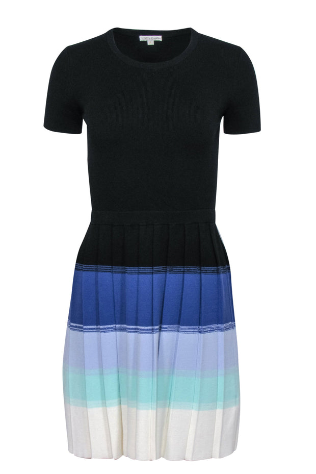 Current Boutique-Shoshanna - Black & Multicolor Pleated-Skirt Sweater Dress Sz P