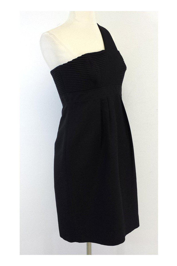 Current Boutique-Shoshanna - Black One Shoulder Textured Cotton Dress Sz 6