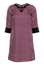 Current Boutique-Shoshanna - Black & Pink Diamond Shift Dress w/ Beading Sz 2