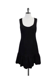 Current Boutique-Shoshanna - Black Quilted Ruffle Hem Dress Sz 10