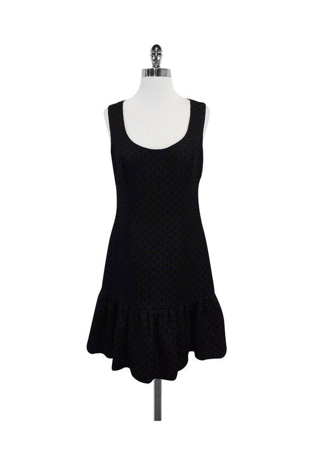 Current Boutique-Shoshanna - Black Quilted Ruffle Hem Dress Sz 10