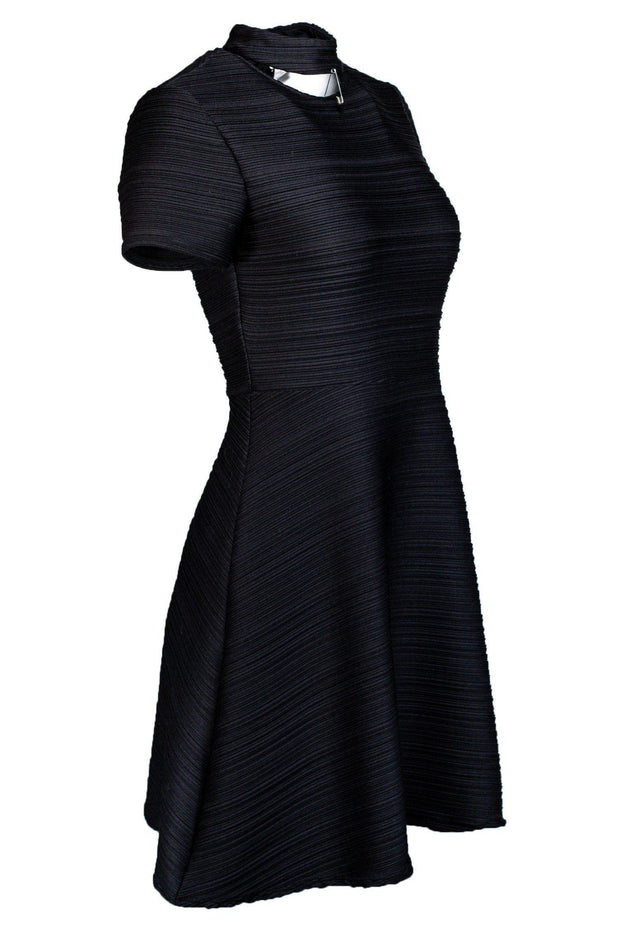 Current Boutique-Shoshanna - Black Ripple Texture Fit & Flare Dress Sz 2