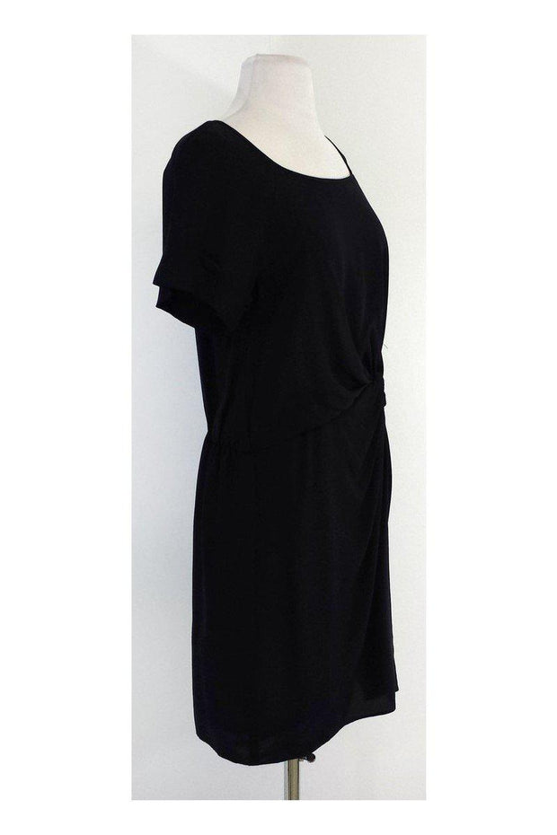 Current Boutique-Shoshanna - Black Silk Short Sleeve Gathered Waist Dress Sz 8