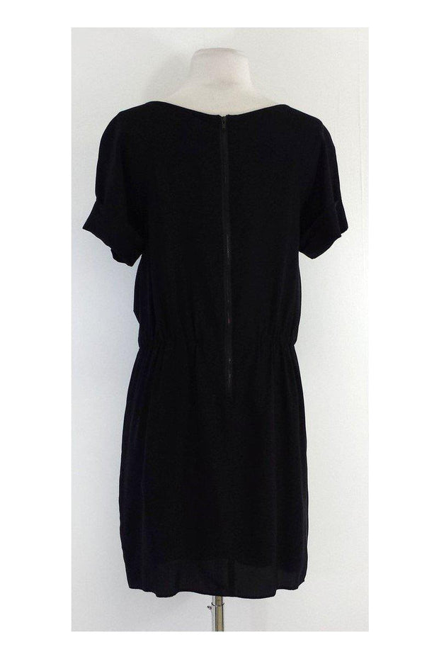 Current Boutique-Shoshanna - Black Silk Short Sleeve Gathered Waist Dress Sz 8