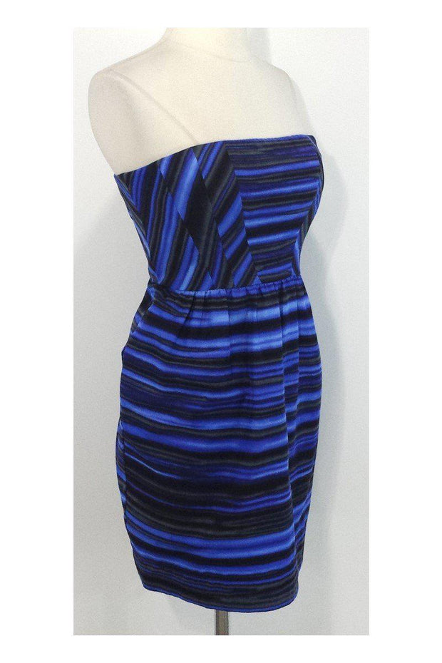 Current Boutique-Shoshanna - Blue Striped Strapless Dress Sz 6