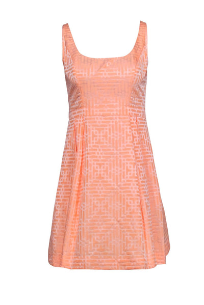 Current Boutique-Shoshanna - Bright Peach Geometric Textured A-Line Dress Sz 2