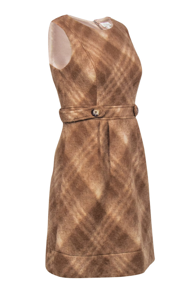 Current Boutique-Shoshanna - Camel Plaid Wool Sheath Dress Sz 6