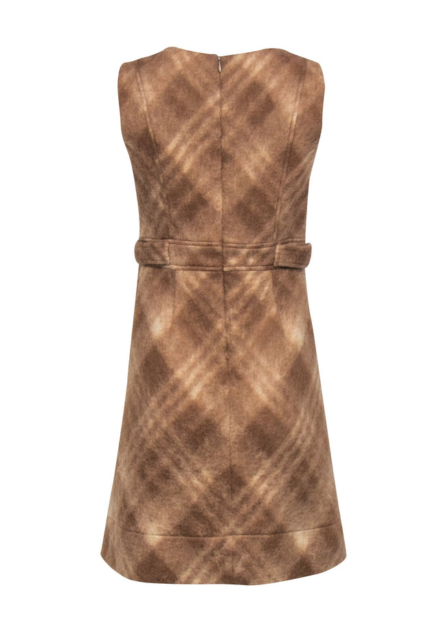 Current Boutique-Shoshanna - Camel Plaid Wool Sheath Dress Sz 6