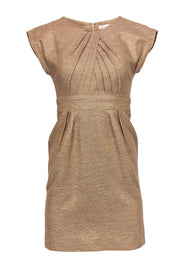 Current Boutique-Shoshanna - Gold Metallic Sheath Dress w/ Pleats Sz 0