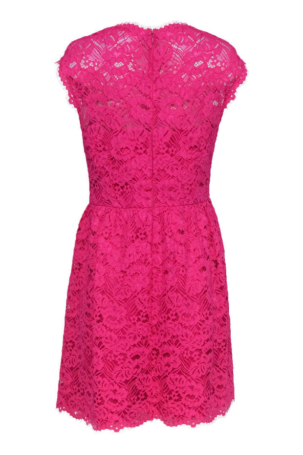 Current Boutique-Shoshanna - Hot Pink Lace Sleeveless Fit & Flare Dress Sz 12