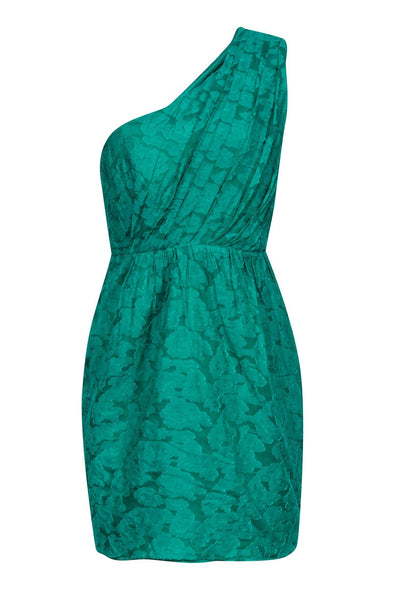 Current Boutique-Shoshanna - Kelly Green Pleated One-Shoulder Cocktail Dress Sz 8